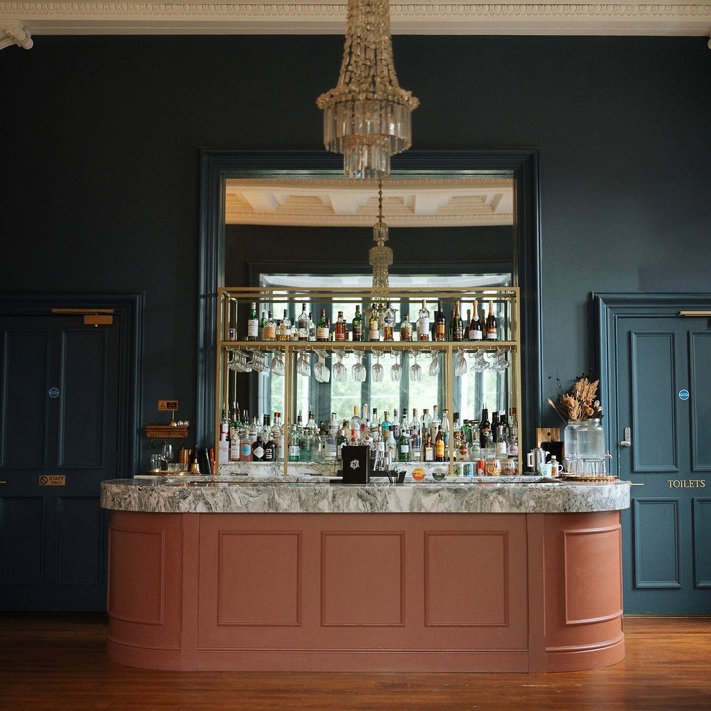 Netherbyres House pink art deco bar