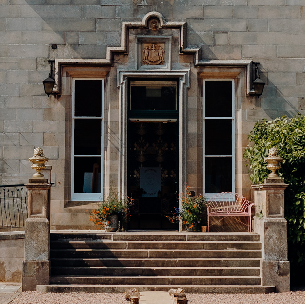 Crest above the door at Netherbyres