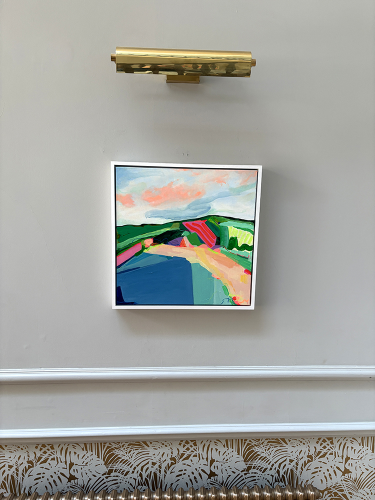 Artwork showing a colourful beach scene