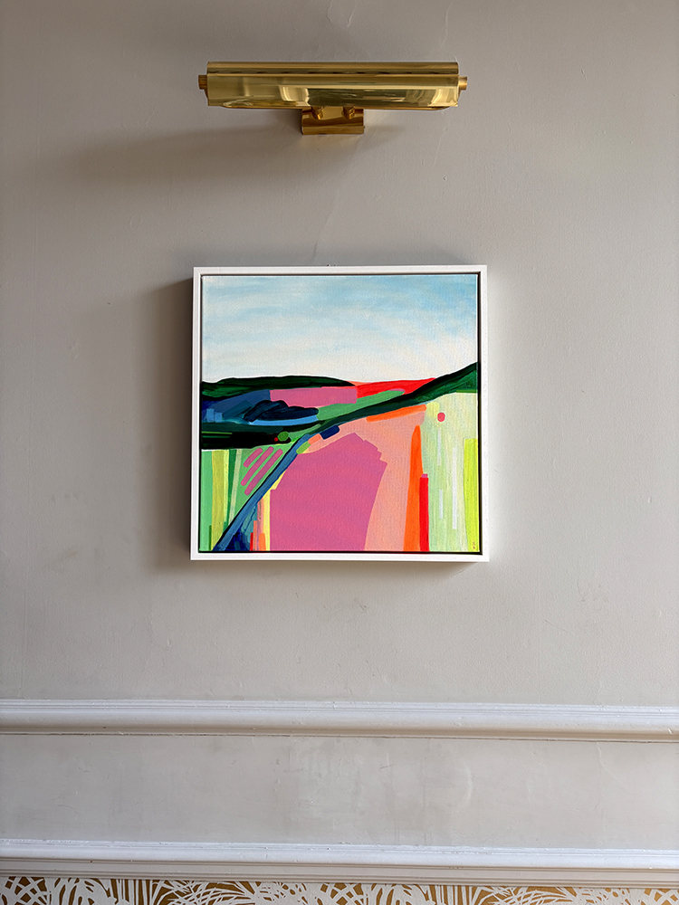 Artwork showing an abstract blocked landscape
