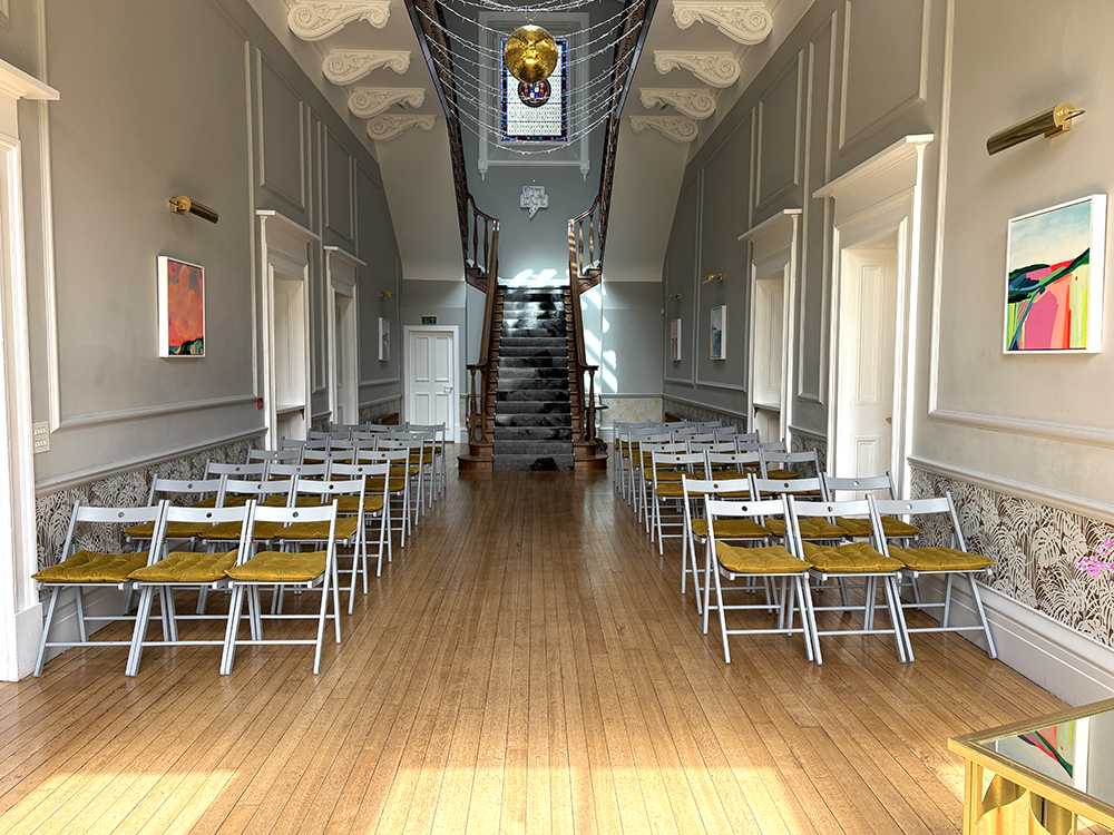 The Netherbyres House Grand Hall with Hollie Savory's art on display